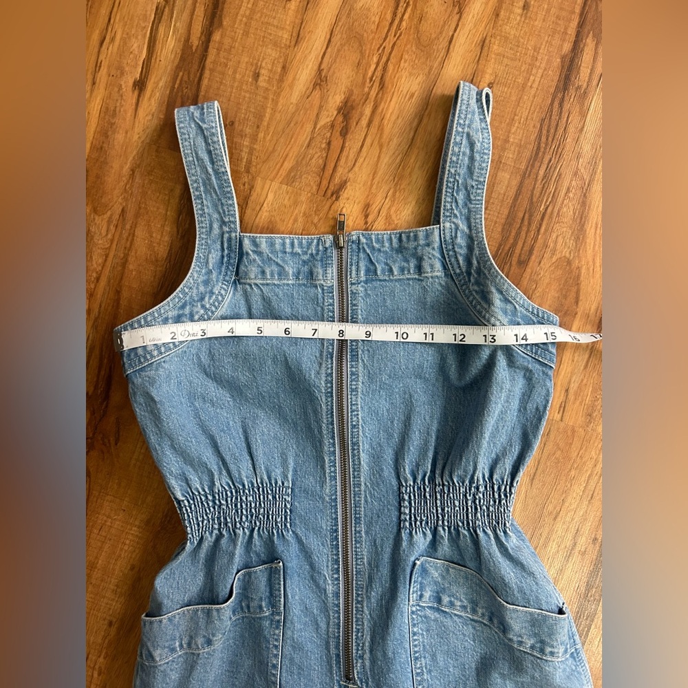 Madewell Petite Denim Zip Smock-Waist Jumpsuit Baisley Wash Womens SP - Picture 10 of 14